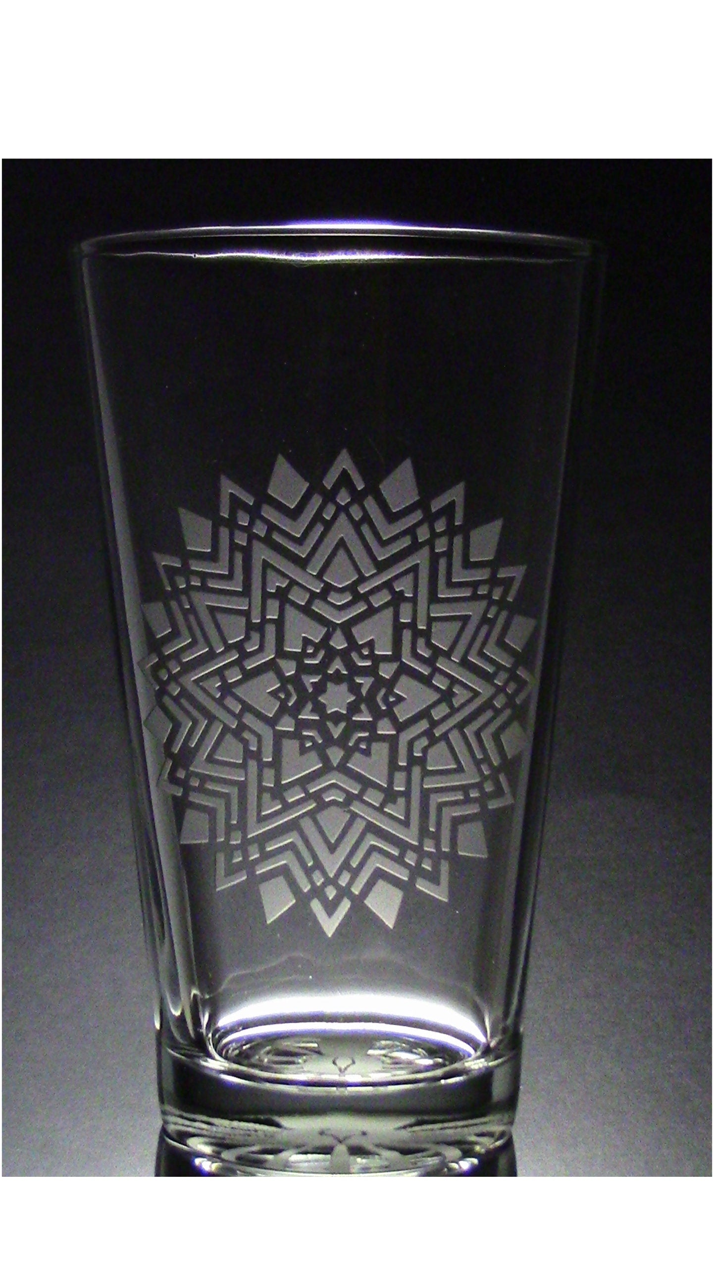 Sandblasted Star Mandala Glasses