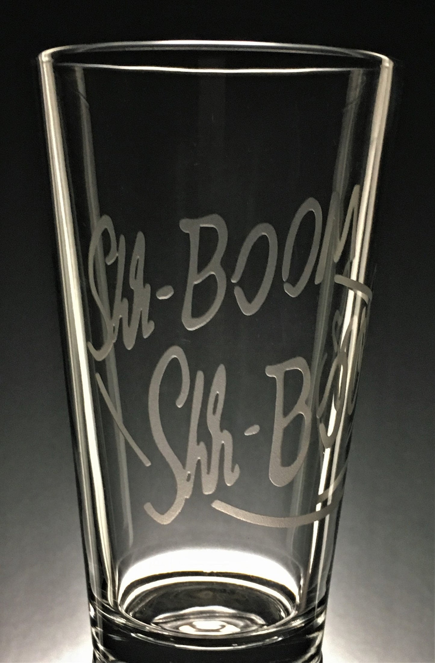 Shh Boom-Shh Booms East Bound and Down Sandblasted Glasses