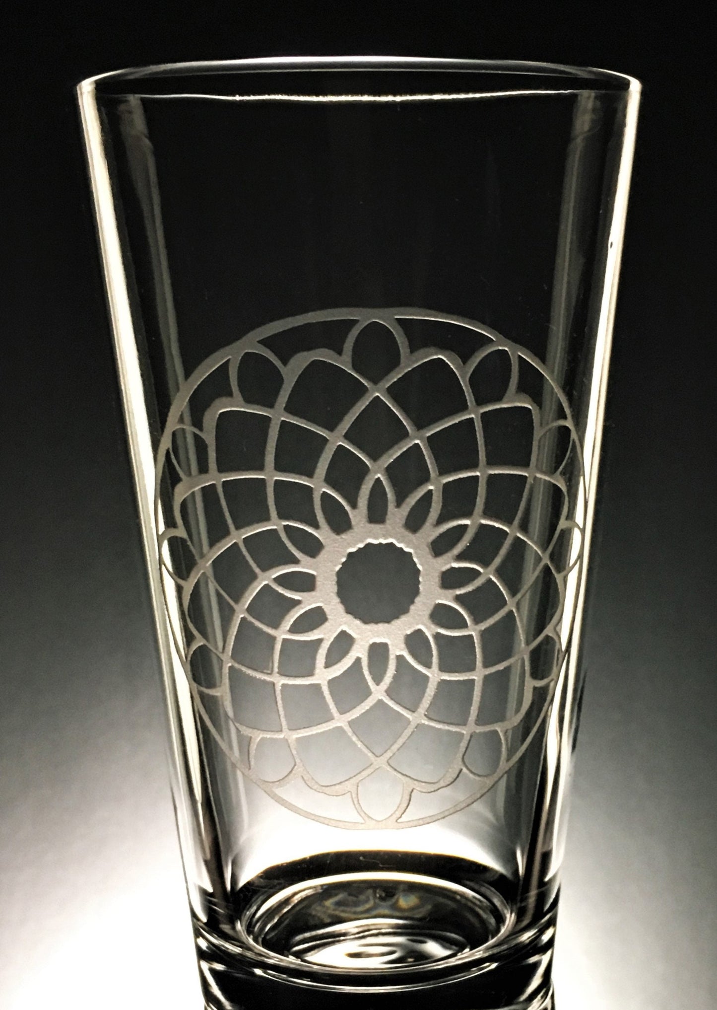 Sacred Spiral Mandala Sandblasted Glasses