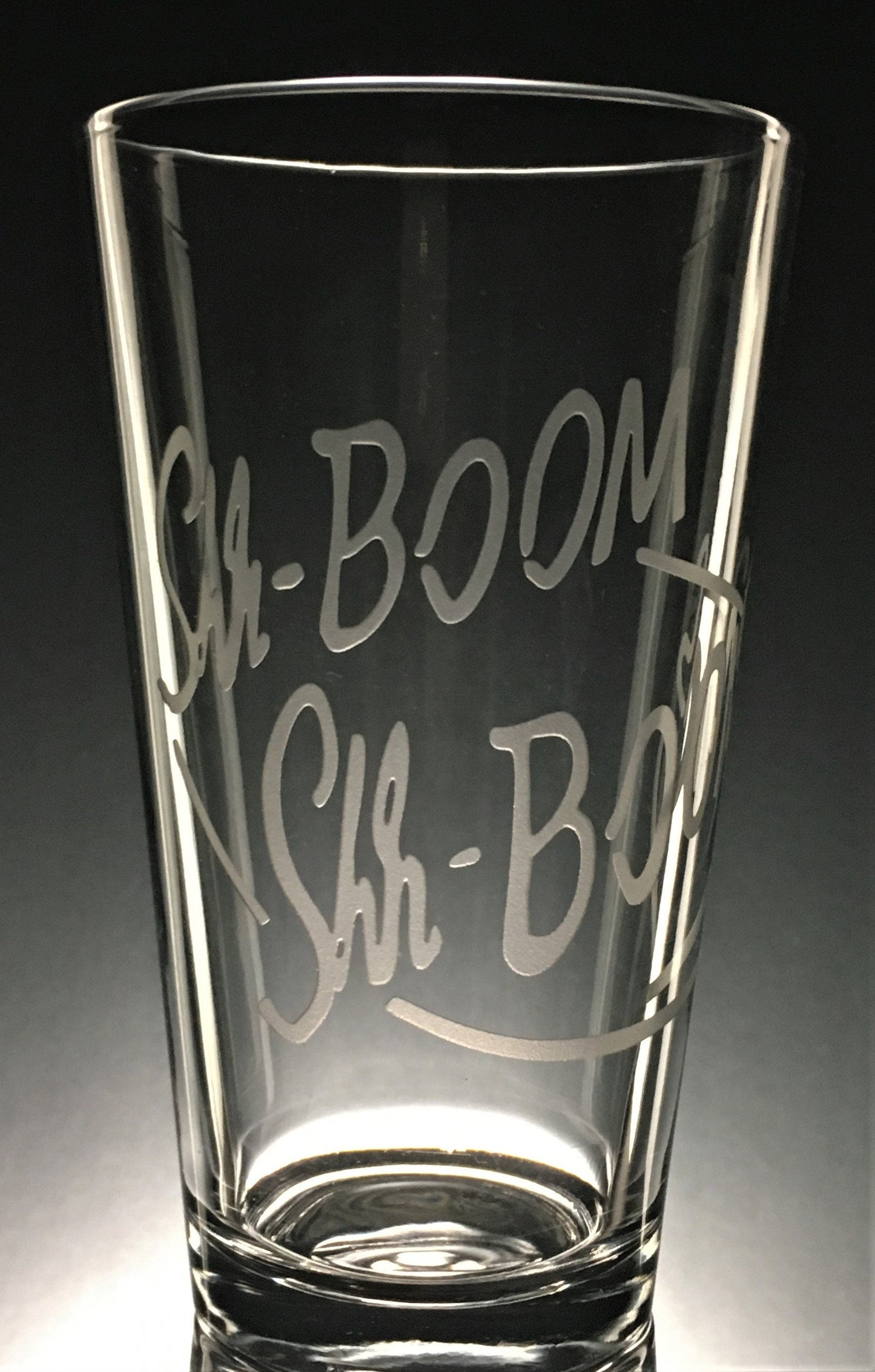 Shh Boom-Shh Booms East Bound and Down Sandblasted Glasses