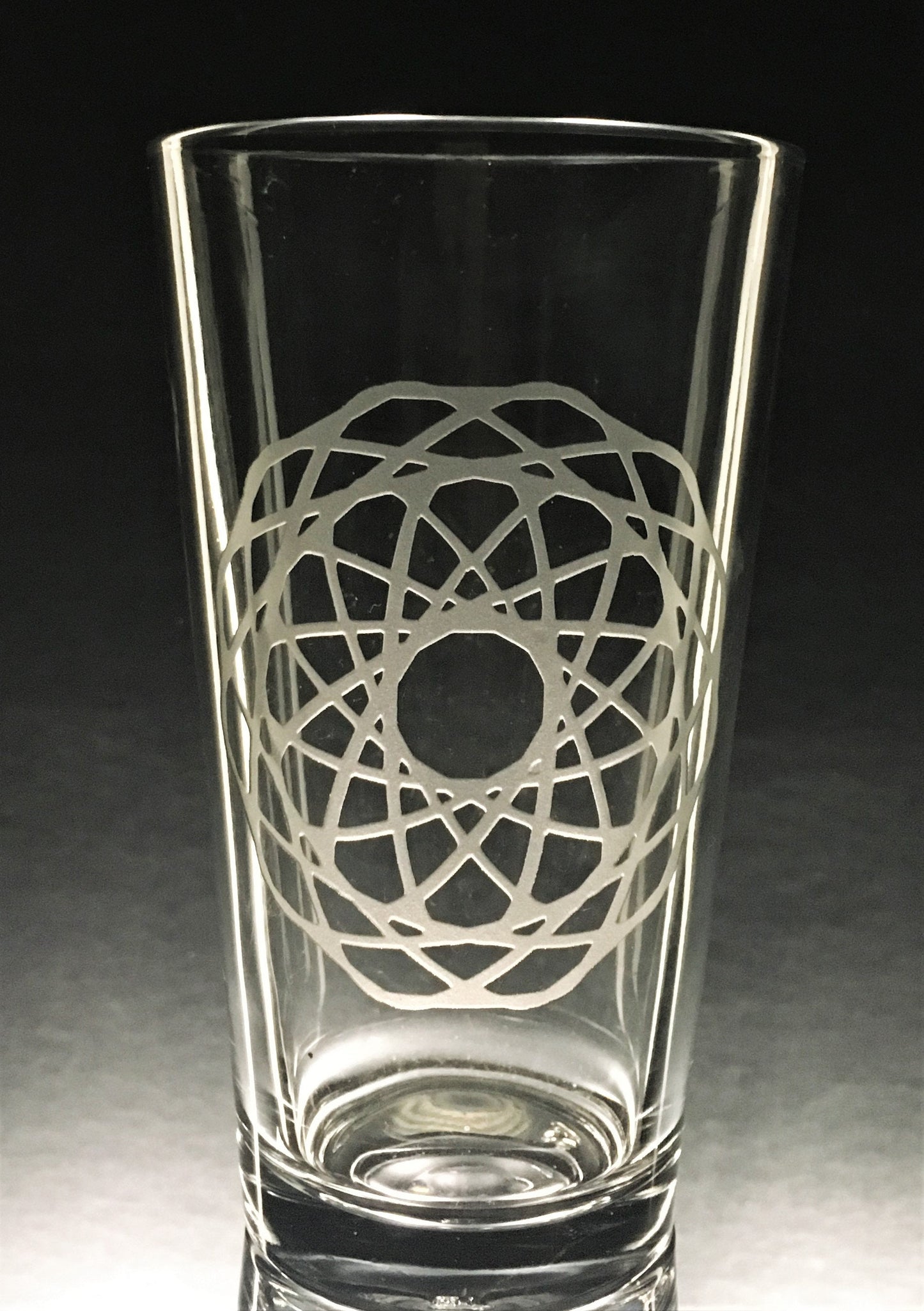 Sacred Geometry Spiral Mandala Sandblasted Glasses