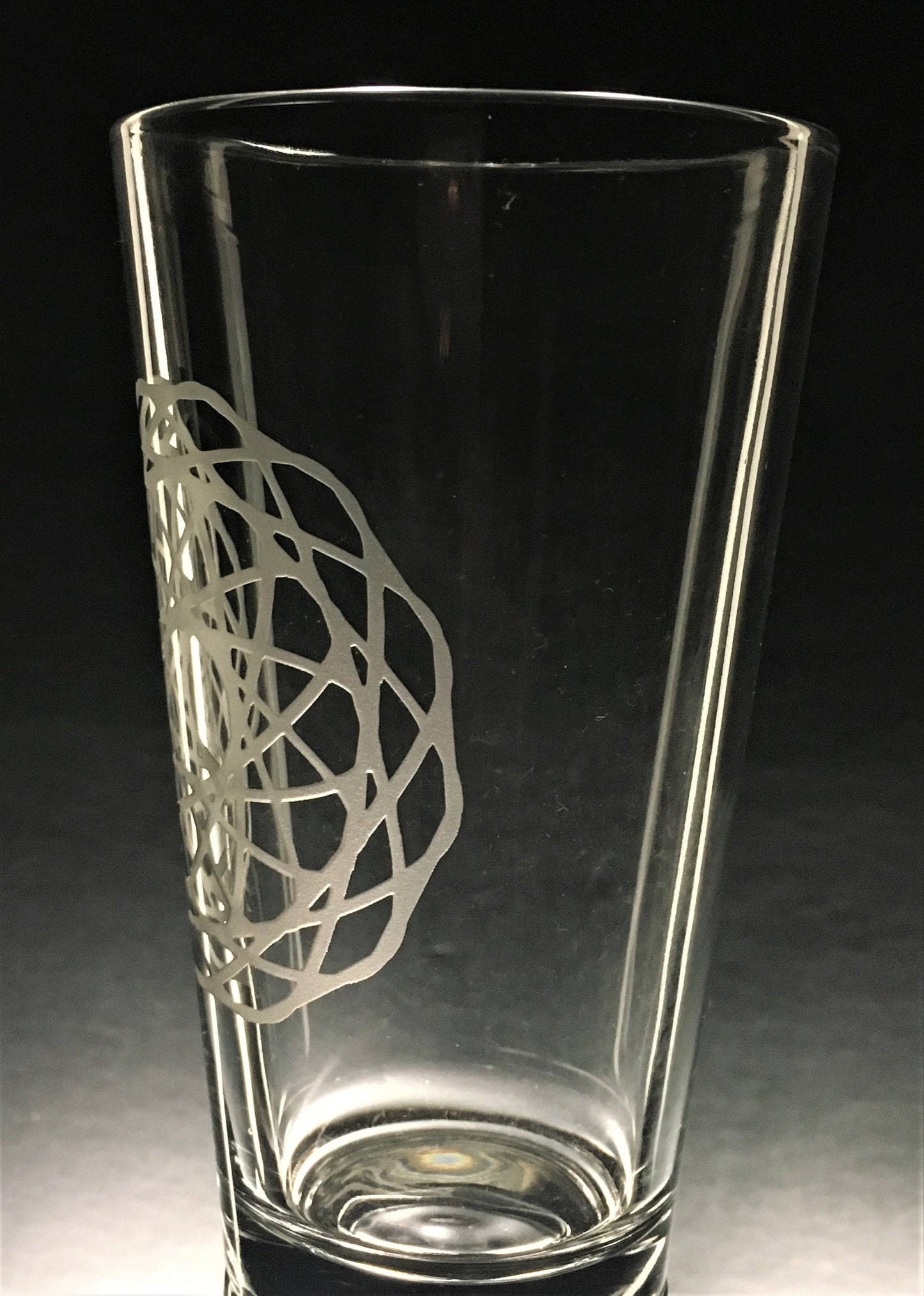 Sacred Geometry Spiral Mandala Sandblasted Glasses