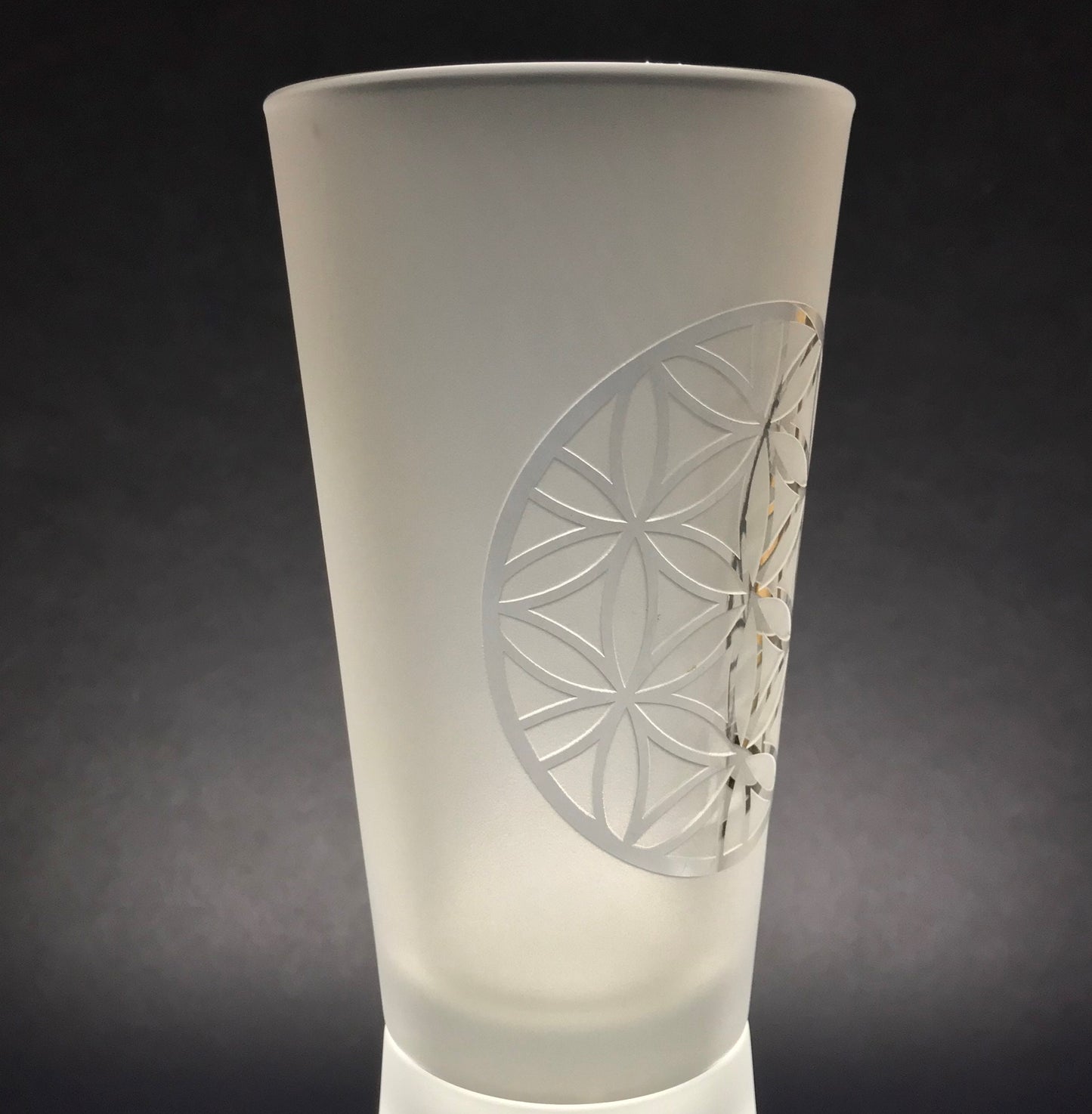 Frosted Flower of Life Mandala Glasses
