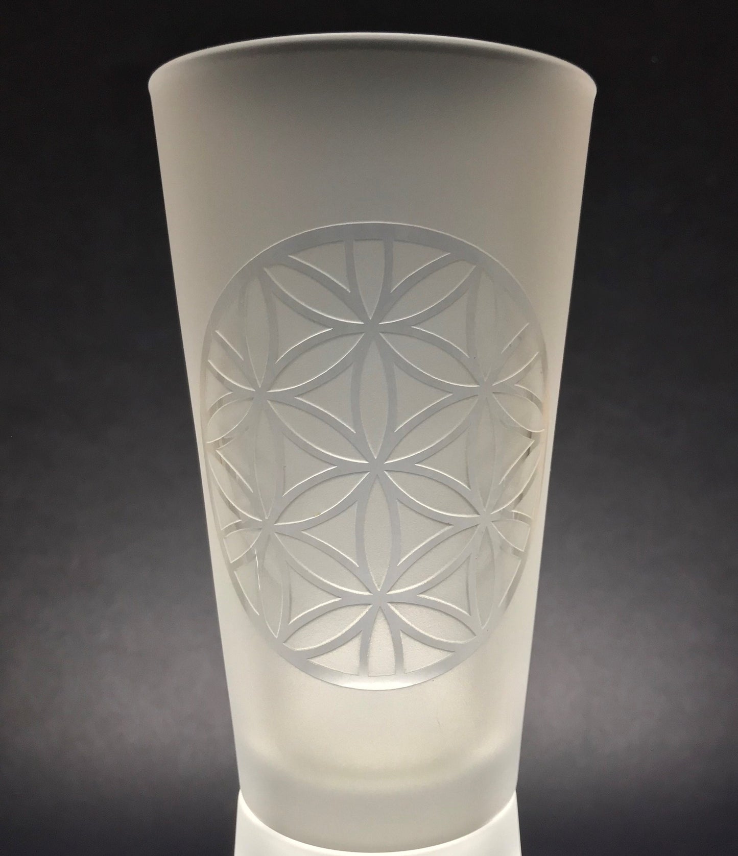 Frosted Flower of Life Mandala Glasses