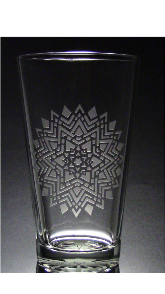 Sandblasted Star Mandala Glasses