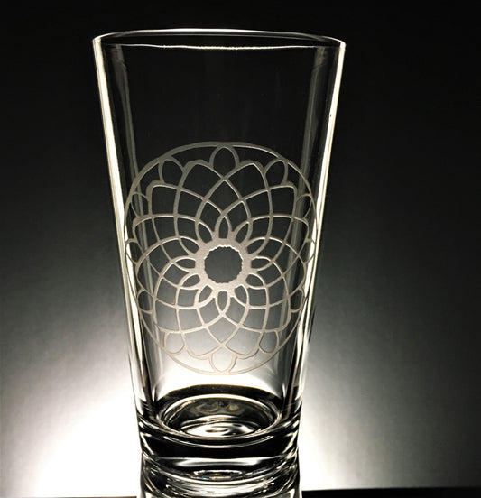Sacred Spiral Mandala Sandblasted Glasses