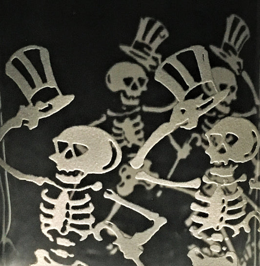 Sandblasted Dancing Skeletons Glasses