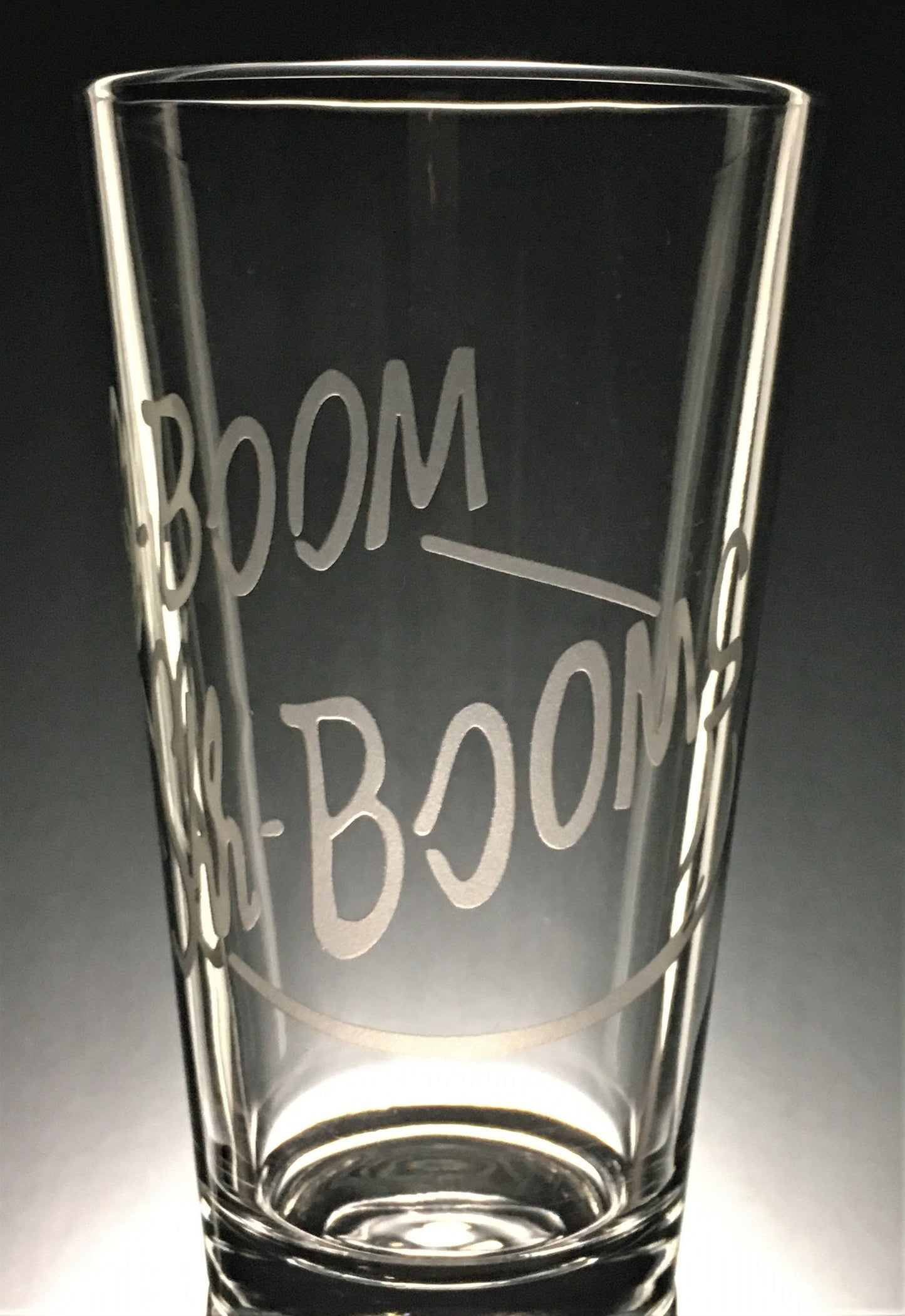 Shh Boom-Shh Booms East Bound and Down Sandblasted Glasses