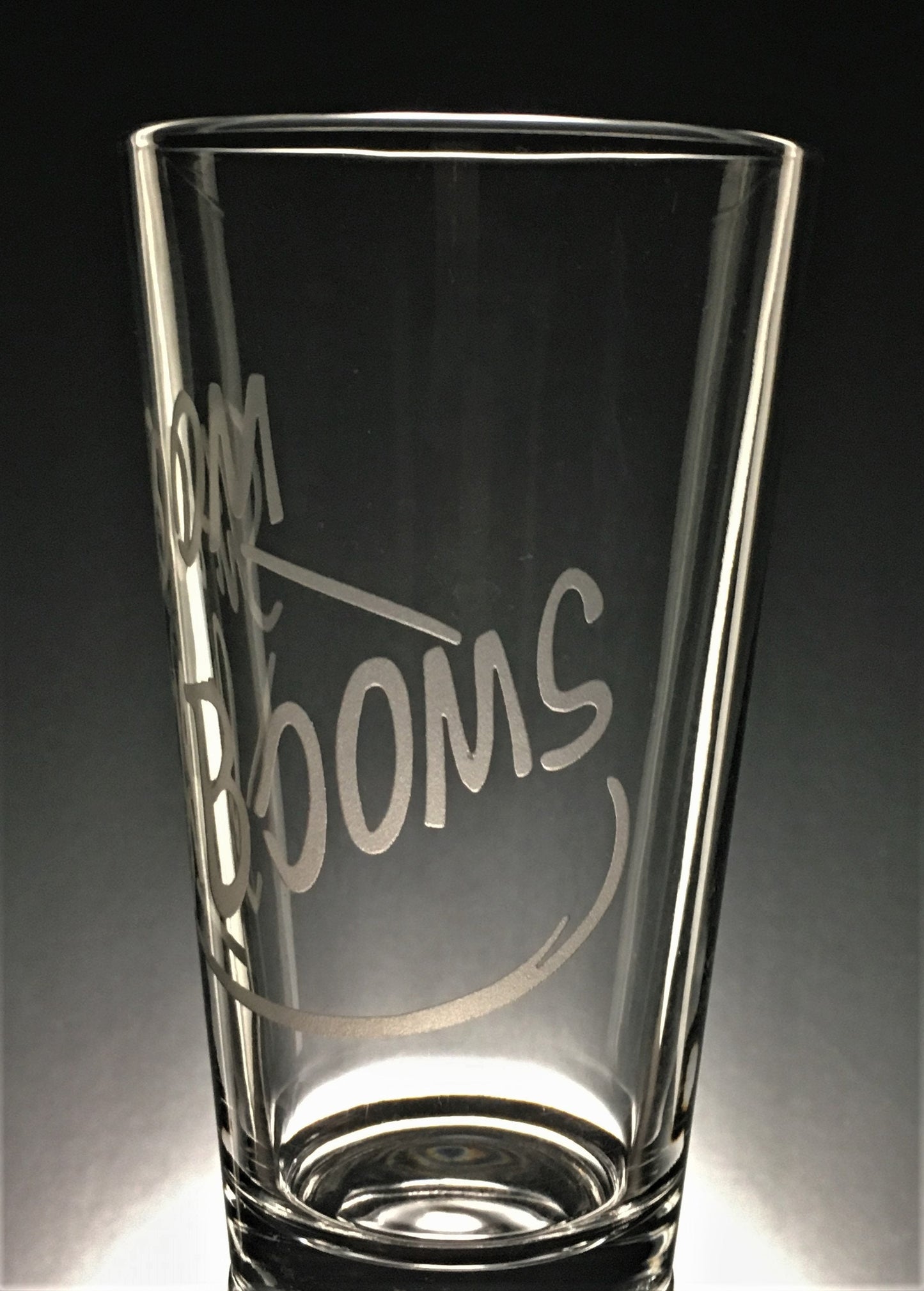 Shh Boom-Shh Booms East Bound and Down Sandblasted Glasses