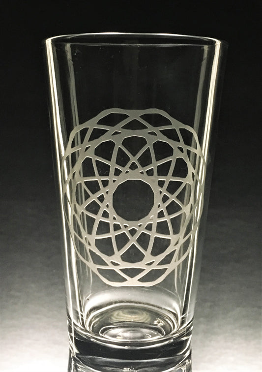 Sacred Geometry Spiral Mandala Sandblasted Glasses