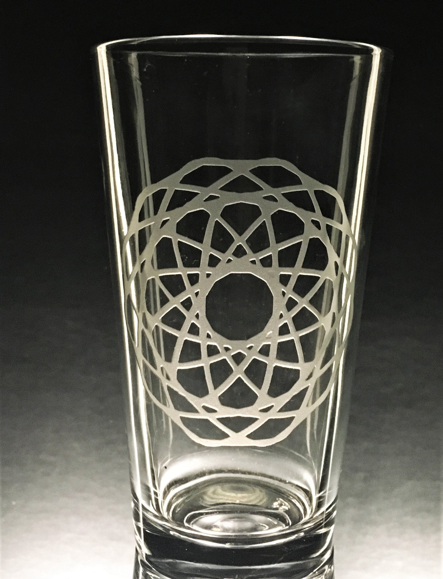 Sacred Geometry Spiral Mandala Sandblasted Glasses