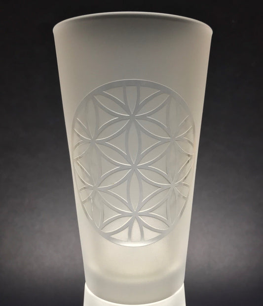 Frosted Flower of Life Mandala Glasses